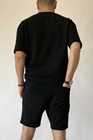 Siyah Alt Üst Şort Tişört Takım