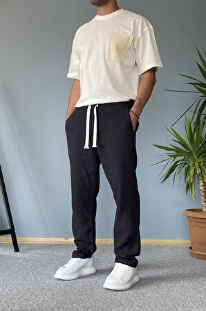 Cebi Örgü İşlemeli %100 Pamuk Oversize Tişört