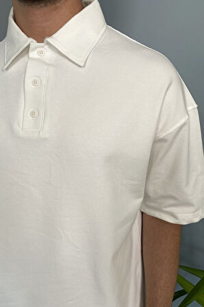 Polo Yaka Ekru Tişört