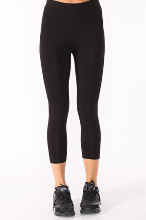 Yüksek Bel Tayt Süprem Kumaş Pamuklu Siyah