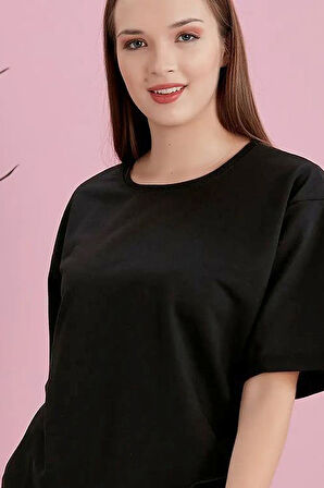 Yırtmaçlı Duble Kol Geniş Bisiklet Yaka Oversize Sweatshirt