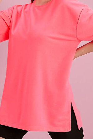 Yırtmaçlı Duble Kol Geniş Bisiklet Yaka Oversize Sweatshirt