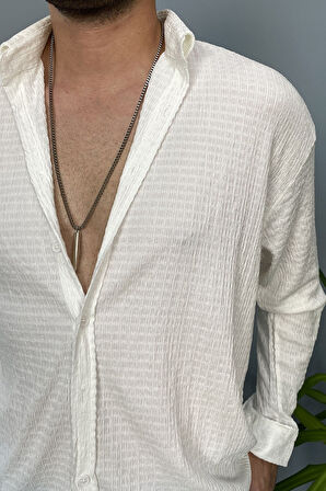 Kırinkıl Kumaş Oversize Yumuşak Dokulu Mavi Gömlek