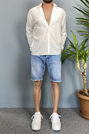 Kırinkıl Kumaş Oversize Yumuşak Dokulu Mavi Gömlek