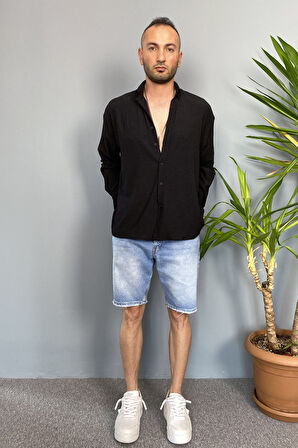 Kırinkıl Kumaş Oversize Yumuşak Dokulu Syah Gömlek