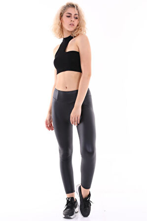 Siyah İnce Deri Tayt Kalın Kemerli