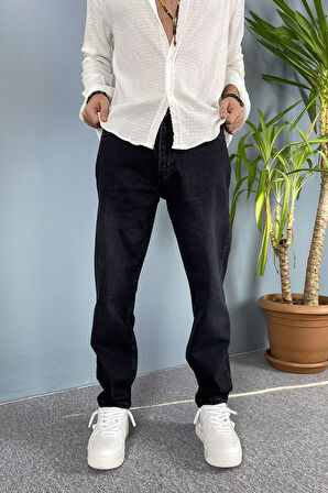 Boyfriend Taşlanmış Siyah Jean - Kot Pantolon
