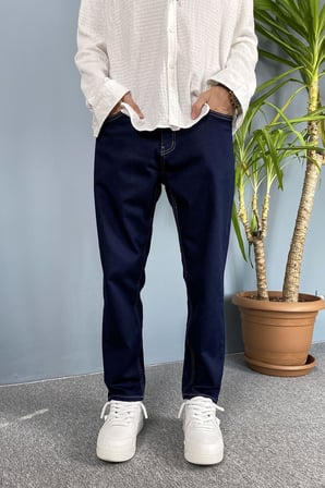 Lacivert Boyfriend Jean - Kot Pantolon