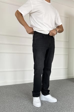 Siyah Likralı Yazlık İnce Taşlanmış Jean - Kot Pantolon Fit Kesim