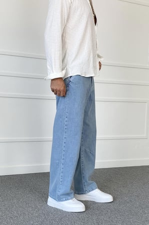 Mavi Baggy Kalıp Denim Yazlık İnce Kumaş Jean - Kot Pantolon