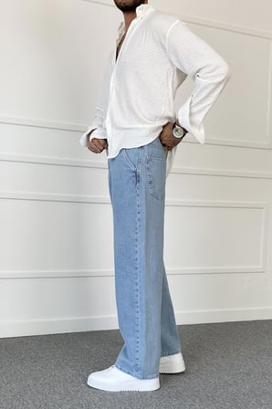 Mavi Baggy Kalıp Denim Yazlık İnce Kumaş Jean - Kot Pantolon