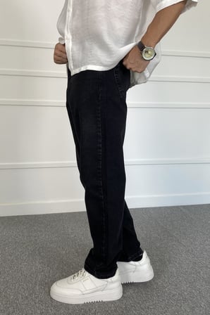 Boyfriend Taşlanmış Siyah Jean - Kot Pantolon | STK2069-Jean