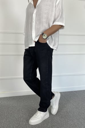Boyfriend Taşlanmış Siyah Jean - Kot Pantolon | STK2069-Jean