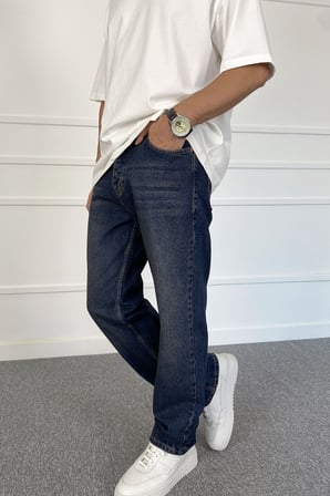 Lacivert Slim Fit Jean - Kot Pantolon