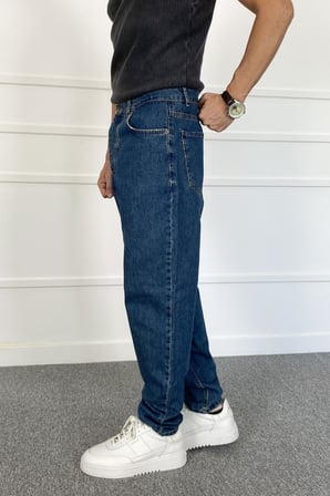 Lacivert Baggy Fit Jean Kot Pantolon