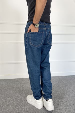 Lacivert Baggy Fit Jean Kot Pantolon