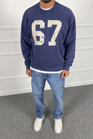 67 Baskılı Boxy Fit Sweatshirt