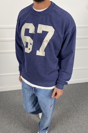 67 Baskılı Boxy Fit Sweatshirt