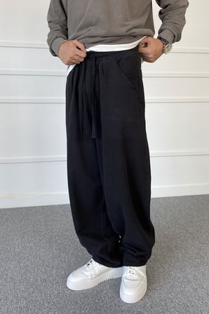 Yıkamalı Bağcıklı Baggy Bol Kalıp Jean | STK2083-Jean