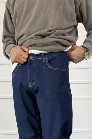 Lacivert Slim Fit Likralı Jean - Kot Pantolon | STK2085-Jean