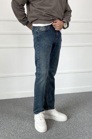 Lacivert Slim Fit Likralı Jean - Kot Pantolon