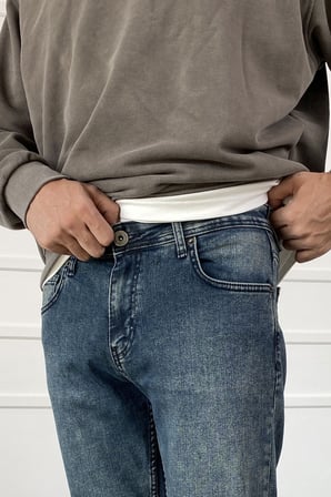 Lacivert Slim Fit Likralı Jean - Kot Pantolon