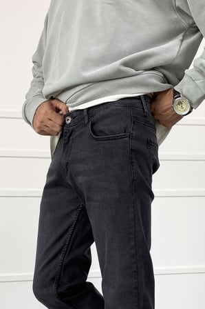 Slim Fit Antrasit Likralı Jean
