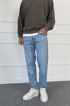 Mavi Taşlanmış Jean - Kot Pantolon