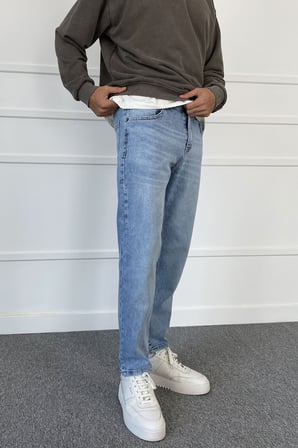 Mavi Taşlanmış Jean - Kot Pantolon