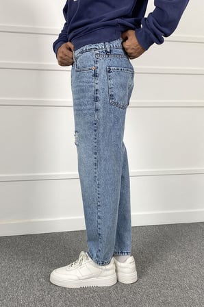 Yırtıklı Mavi Denim Jean - Kot Pantolon