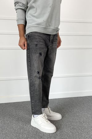 Boyfriend Yırtıklı Antrasit Jean - Kot Pantolon