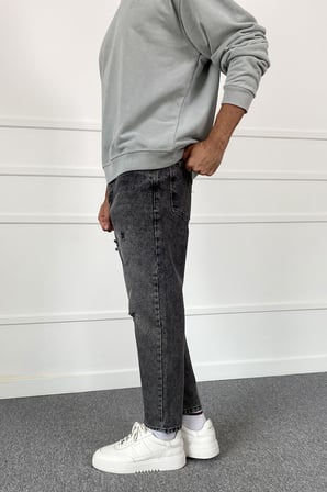 Boyfriend Yırtıklı Antrasit Jean - Kot Pantolon
