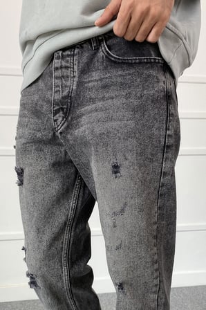 Boyfriend Yırtıklı Antrasit Jean - Kot Pantolon