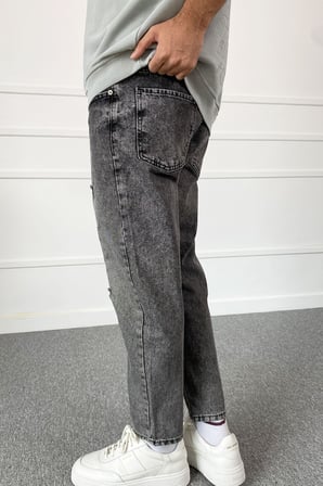 Boyfriend Yırtıklı Antrasit Jean - Kot Pantolon