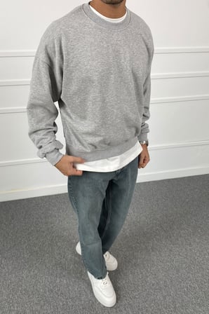 Boxy Fit Nakışlı Yıkamalı Yumuşak Dokulu Sweatshirt | STK2105-Sweatshirt