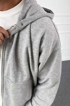 Boxy Fit Çift Fermuarlı Kapüşonlu Sweatshirt | STK2107-Sweatshirt