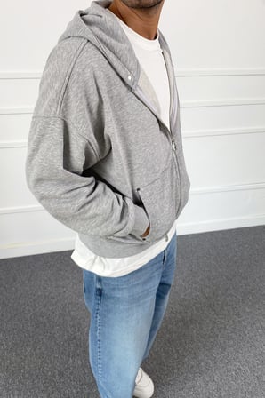 Boxy Fit Çift Fermuarlı Kapüşonlu Sweatshirt | STK2107-Sweatshirt