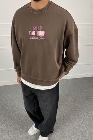 Boxy Fit Baskılı Overisize Sweatshirt | STK2116-Sweatshirt