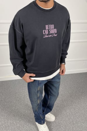 Boxy Fit Baskılı Overisize Sweatshirt | STK2116-Sweatshirt