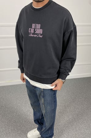 Boxy Fit Baskılı Overisize Sweatshirt | STK2116-Sweatshirt