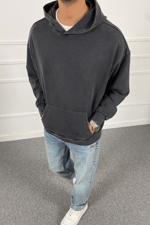 Kanguru Cepli Kapüşonlu Yıkamalı Sweatshirt | STK2119-Sweatshirt