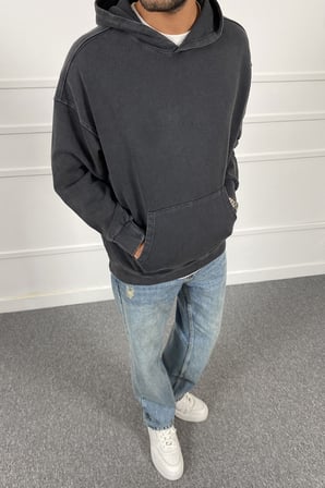 Kanguru Cepli Kapüşonlu Yıkamalı Sweatshirt | STK2119-Sweatshirt