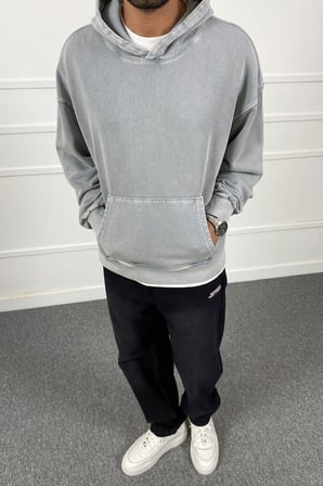 Kanguru Cepli Kapüşonlu Yıkamalı Sweatshirt | STK2119-Sweatshirt
