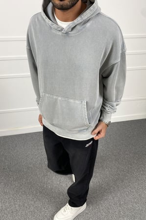 Kanguru Cepli Kapüşonlu Yıkamalı Sweatshirt | STK2119-Sweatshirt