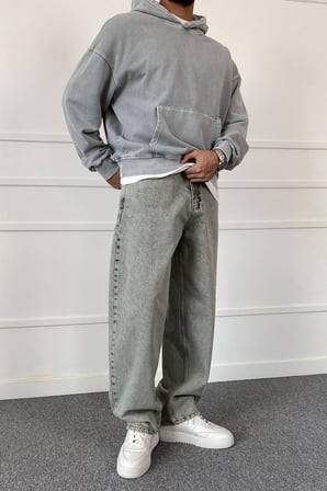 Eskitme Yıkamalı Süper Baggy Bol Kalıp Jean | STK2120-Jean