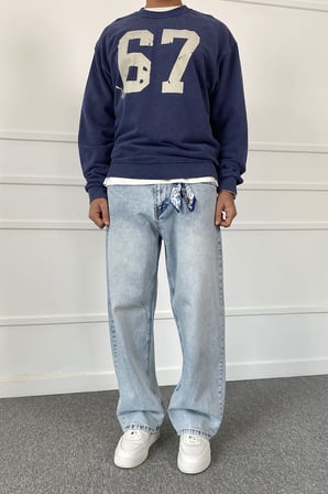 Buz Mavisi Bol Kalıp Baggy Jean | STK2121-Jean
