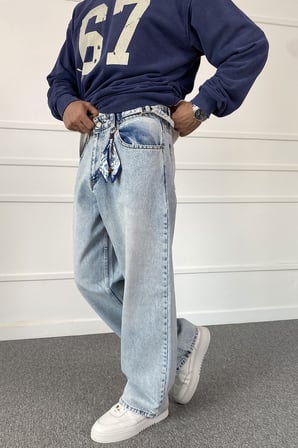 Buz Mavisi Bol Kalıp Baggy Jean | STK2121-Jean