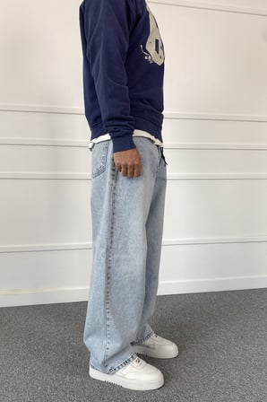 Buz Mavisi Bol Kalıp Baggy Jean | STK2121-Jean