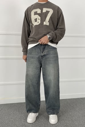 Eskitme Yıkamalı Süper Baggy Bol Kalıp Jean | STK2122-Jean
