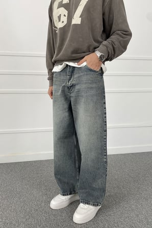 Eskitme Yıkamalı Süper Baggy Bol Kalıp Jean | STK2122-Jean